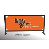 2m x 0.93m - Black Square Tube Cafe Wind Barrier with print